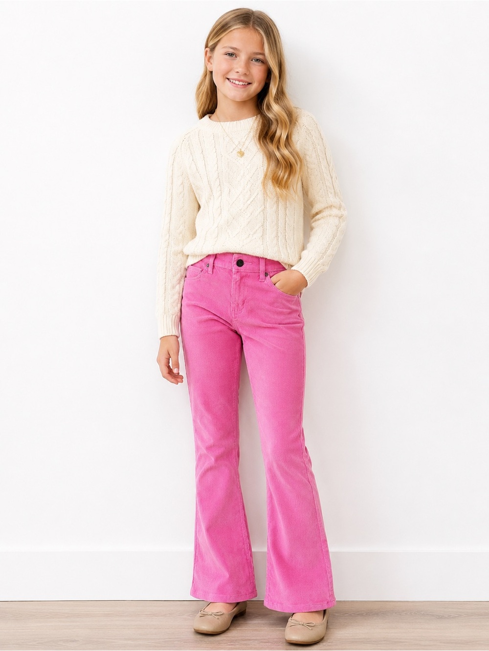 Crewcuts Pink Flared Corduroy Jeans-00C